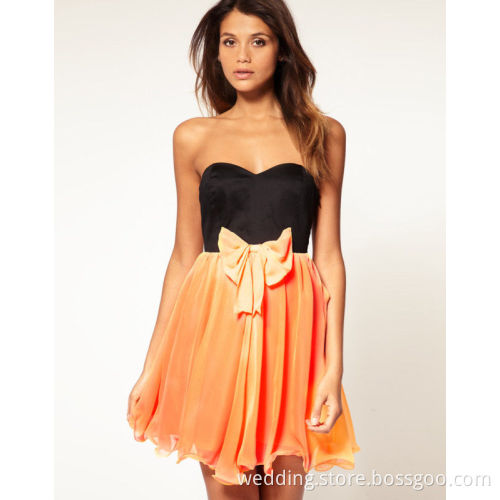 Sweetheart Short Bowknot Sequins Chiffon Party Dresses